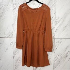 Blu Pepper Spike Burnt Orange Open Back Dress SZ M